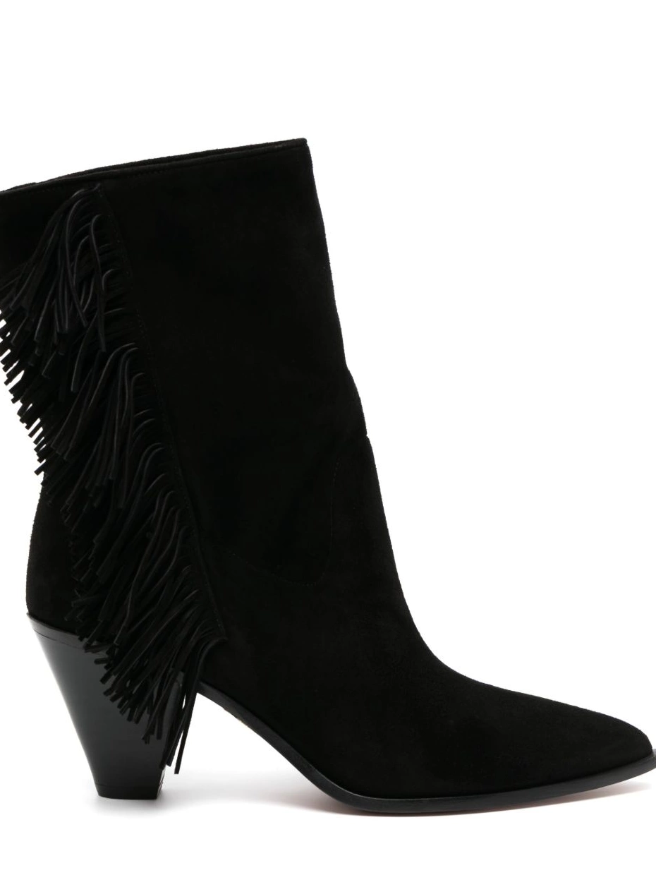 Affordable 75mm boots Aquazzura ankle fringe-detail Women 0215