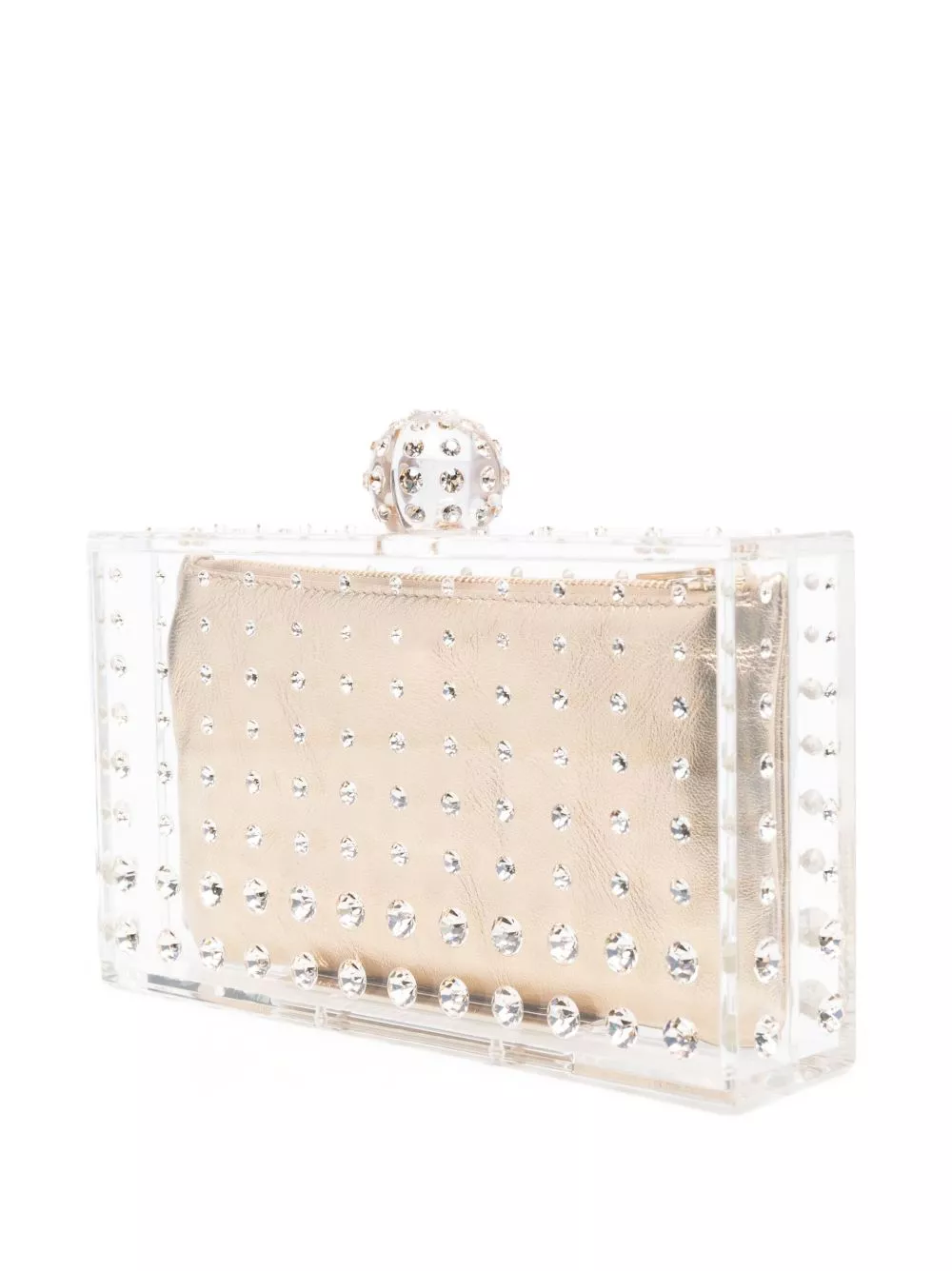 Cheap Aquazzura crystal-embellished transparent clutch Women 0205