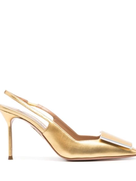 Affordable 100mm Aquazzura pumps Women metallic-leather 0223